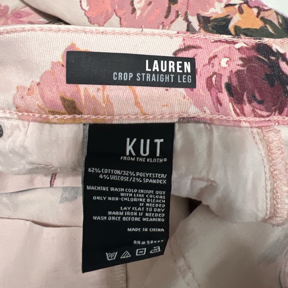 Kut From The Kloth Lauren Crop Straight Leg Floral Pants – Size 14 EUC - Picture 3 of 11